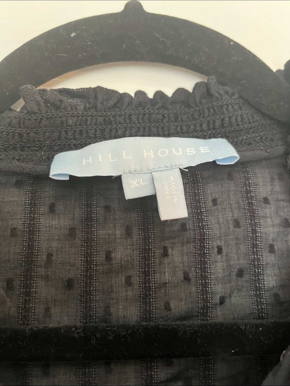 Hill House Black Ruffle Swiss Dot Blouse with Pearl Buttons - Picture 2 of 3